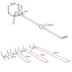 10 cái móc kệ tường lỗ bảng gỗ cửa hàng quần áo siêu thị, khoảng cách lỗ: 2.5cm, chiều dài: 20cm, đường kính dây: 3.3mm, chiều dài: 20cm