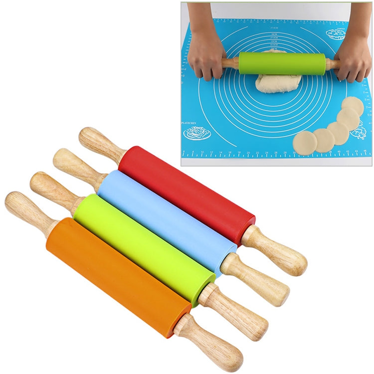Cán lăn silicone cán bột cán bánh bằng gỗ đặc kn055, không dính, dài 43cm, giao màu ngẫu nhiên, 43cm