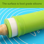 kn055 Solid Wooden Handle Silicone Rolling Pin Non-stick Food Dumpling Stick, Length: 43cm, Random Color Delivery, 43cm