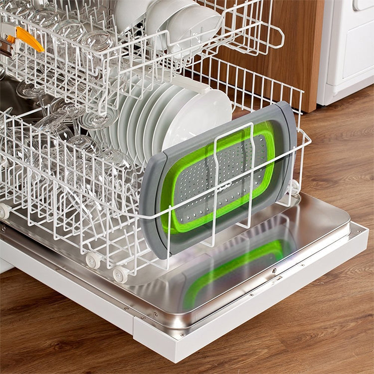 kn003 Giỏ lọc nước rau củ gia đình có thể thu vào, màu xanh lá, đỏ