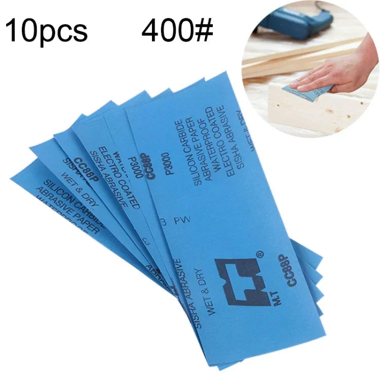 10 tờ giấy nhám mài ướt và khô hạt 400, kích thước: 23 x 9cm, hạt 400