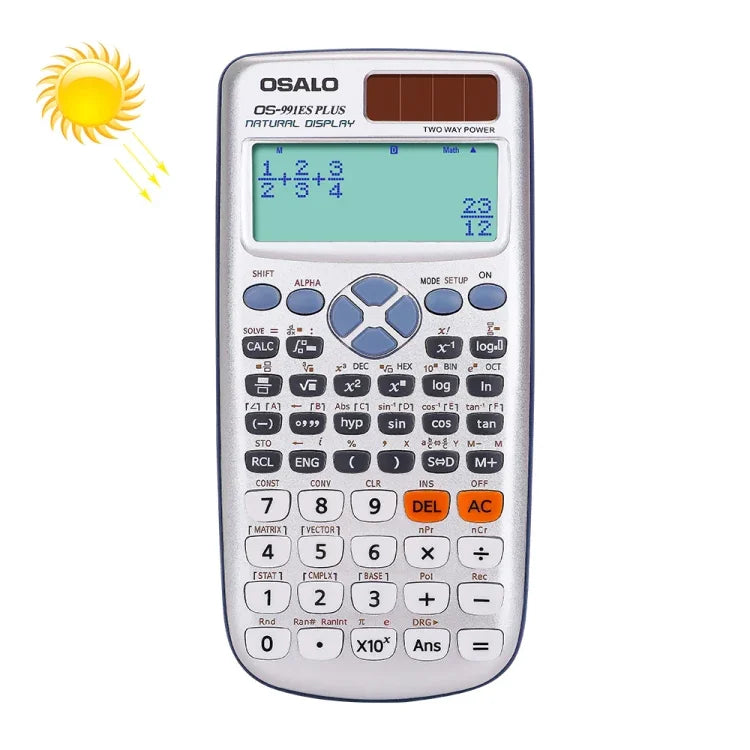 Máy tính khoa học đa chức năng OSALO OS-991ES PLUS 10+2 chữ số cho học sinh, năng lượng mặt trời, nguồn điện kép, OS-991ES