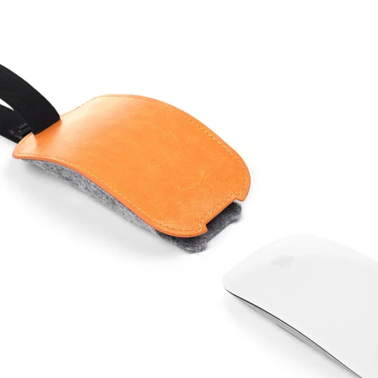 Túi đựng chuột bằng da PU đàn hồi kiểu châu Âu có lông nỉ cho Apple Magic Mouse 2, Kiểu châu Âu