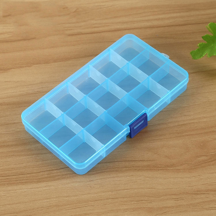 Hộp tổ chức nhựa có lưới tháo rời 15 ngăn cho trang sức, bông tai, móc câu và phụ kiện nhỏ, 15 ngăn (tím + xanh dương), 15 ngăn (xanh da trời nhạt + xanh dương), 15 ngăn (trắng + xanh dương), 15 ngăn (trắng + hồng)