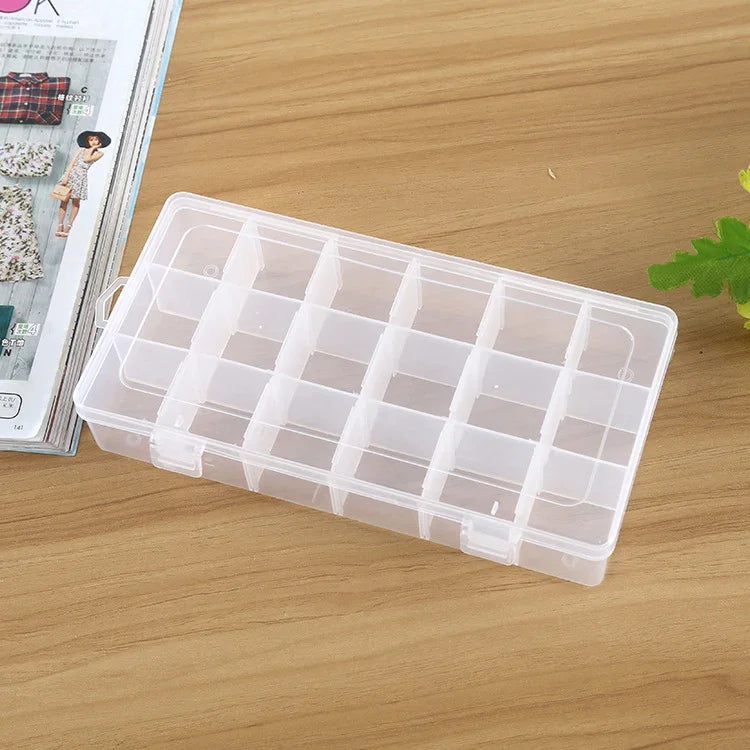 Hộp đựng nhựa tổ chức 18 ngăn có lưới tháo rời để đựng trang sức, bông tai, lưỡi câu, phụ kiện nhỏ, 18 ngăn