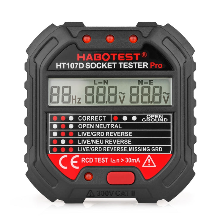 Máy kiểm tra ổ cắm hiển thị kỹ thuật số đa chức năng HABOTEST HT107D, HT107D (phích cắm Mỹ), HT107D (phích cắm Anh), HT107D (phích cắm EU)