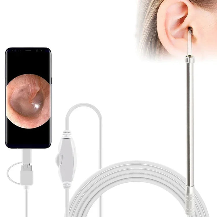 i95 3 trong 1 USB nội soi tai HD Camera 0.3MP, Muỗng tai quan sát cho điện thoại Android OTG & PC & MacBook, Dây dài 1.75m, 3 trong 1 Màu trắng 0.3MP