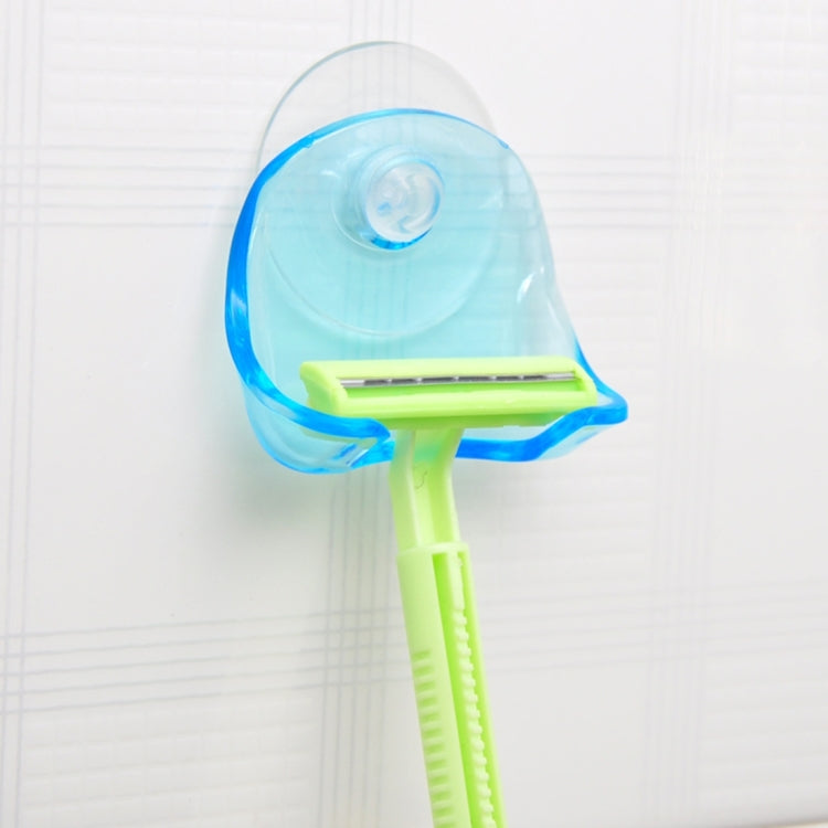 Giá đỡ dao cạo râu phòng tắm bằng cốc hút, giá treo dao cạo, móc treo tường, màu xanh trong suốt, giá đỡ dao cạo râu