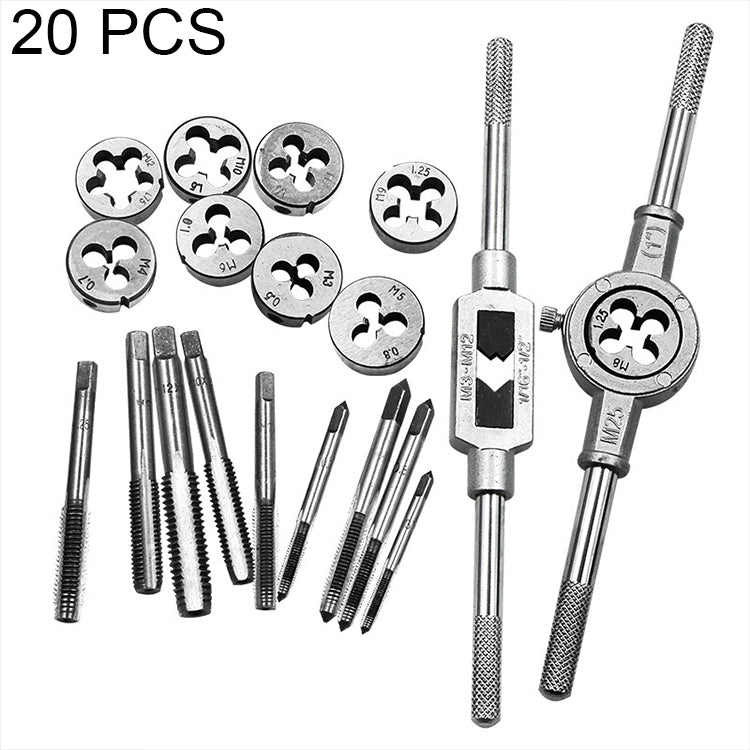 Bộ dụng cụ taro và taro ren đa kích thước 20 cái, cờ lê taro ren mét tay, 20 cái