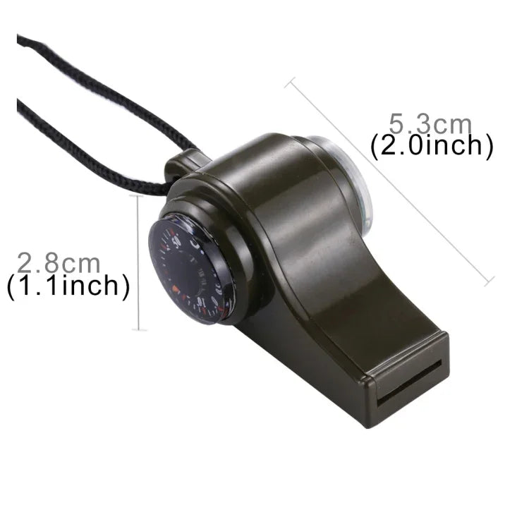 Còi cứu sinh đa chức năng mini 3 trong 1 ngoài trời cầm tay có la bàn và nhiệt kế, H3-1