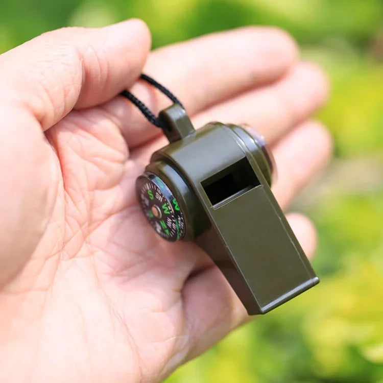 Còi cứu sinh đa chức năng mini 3 trong 1 ngoài trời cầm tay có la bàn và nhiệt kế, H3-1