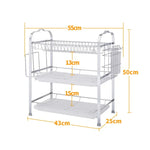 Giá đựng bát đĩa treo ba tầng hình hoa bằng thép không gỉ đa chức năng cho nhà bếp, ba tầng hình hoa