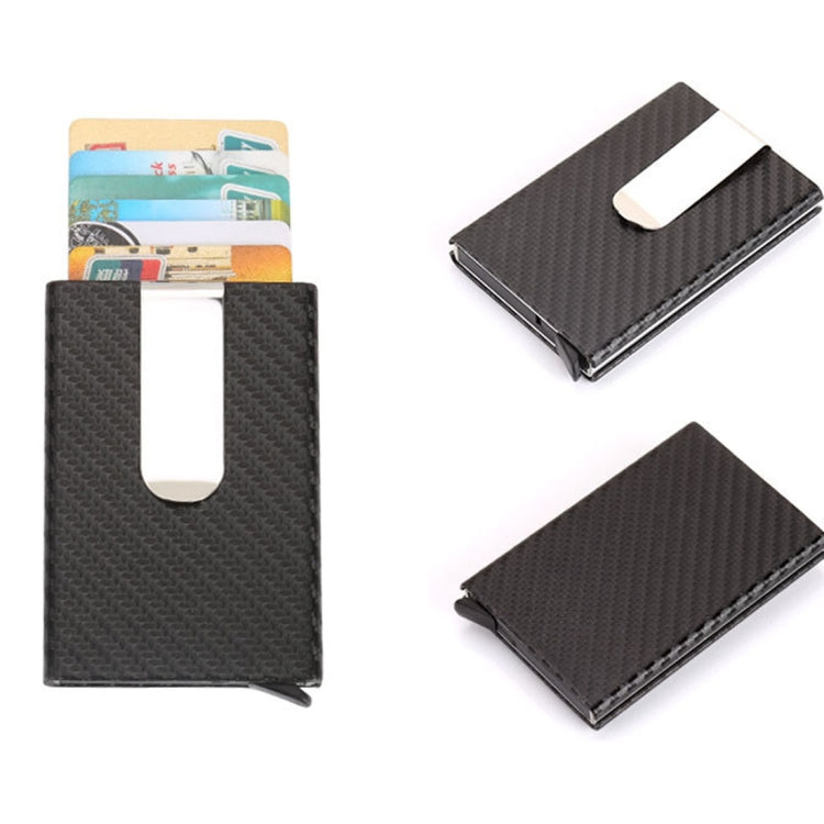 Ví kẹp tiền và đựng thẻ tín dụng màu đơn bằng sợi carbon chống từ tính, kích thước: 10*6.6cm