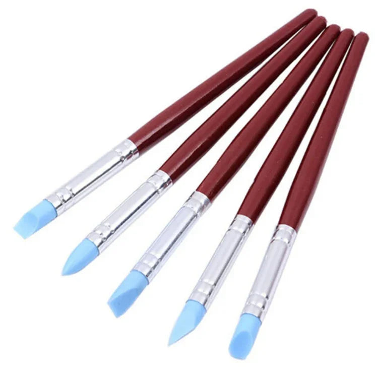 5 dụng cụ tạo hình đất sét đầu cao su linh hoạt, tạo vết lõm đất sét, XPC-3203