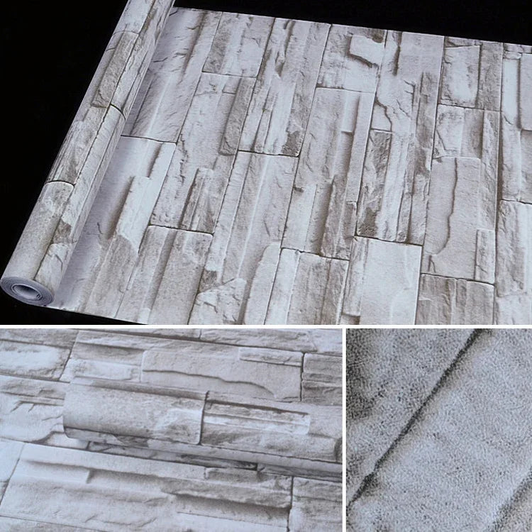 Giấy dán tường trang trí gạch đá 3D sáng tạo vữa thạch cao cho phòng ngủ phòng khách, Cuộn giấy dán tường chống thấm nước, Kích thước: 45 x 1000cm, Gạch vữa thạch cao