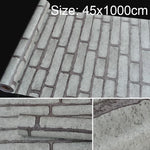 Giấy dán tường trang trí gạch đá 3D sáng tạo màu xám cho phòng ngủ phòng khách, Cuộn giấy dán tường chống thấm nước, Kích thước: 45 x 1000cm, Gạch màu xám