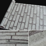 Giấy dán tường trang trí gạch đá 3D sáng tạo màu xám cho phòng ngủ phòng khách, Cuộn giấy dán tường chống thấm nước, Kích thước: 45 x 1000cm, Gạch màu xám