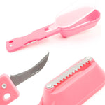 2 cái dao cạo vảy cá thiết yếu nhà bếp có nắp, 20x5.2cm màu hồng, 20x5.2cm màu xanh lá, 20x5.2cm màu xanh dương