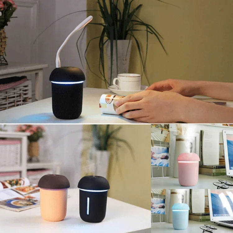 Máy khuếch tán tinh dầu điện tử hình nấm đa chức năng 3 trong 1 sạc USB, máy tạo ẩm phun sương mát, cổng USB mở rộng