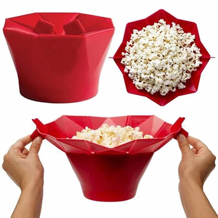 Bộ 2 dụng cụ làm bỏng ngô bằng silicone gấp gọn sáng tạo dùng cho lò vi sóng, silicone gấp gọn