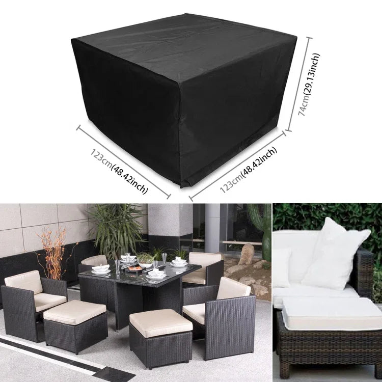 Bạt phủ bảo vệ bàn ghế gấp ngoài trời chống tia UV, chống thấm nước, chống bụi vải Oxford 210D, Kích thước: 123*123*74cm (Màu đen), Kích thước: 123*123*74cm