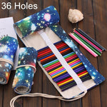 Túi bút vải bố in họa tiết thiên hà vũ trụ 36 ngăn, túi cuộn bọc bút, túi đựng văn phòng phẩm, 36 ngăn