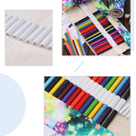 Túi Bút Vải Canvas In Hình Bầu Trời Sao 48 Ngăn Cuộn Lại Dùng Đựng Bút Dụng Cụ Văn Phòng, 48 Ngăn