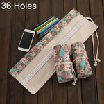 Túi bút vải canvas in đồng hồ hoa hồng 36 ngăn, túi cuộn bọc bút, túi đựng văn phòng phẩm 36 ngăn