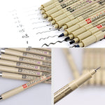 2 cây bút vẽ nét mực pigment lưu trữ, đầu bút manga Micron, 0.5mm, 0.25mm, 0.3mm, 0.35mm, 0.45mm