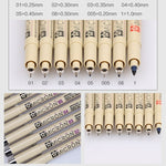 2 cây bút vẽ nét mực pigment lưu trữ, đầu bút manga Micron, 0.5mm, 0.25mm, 0.3mm, 0.35mm, 0.45mm