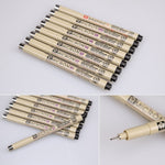 2 cây bút vẽ nét mực pigment lưu trữ, đầu bút manga Micron, 0.5mm, 0.25mm, 0.3mm, 0.35mm, 0.45mm