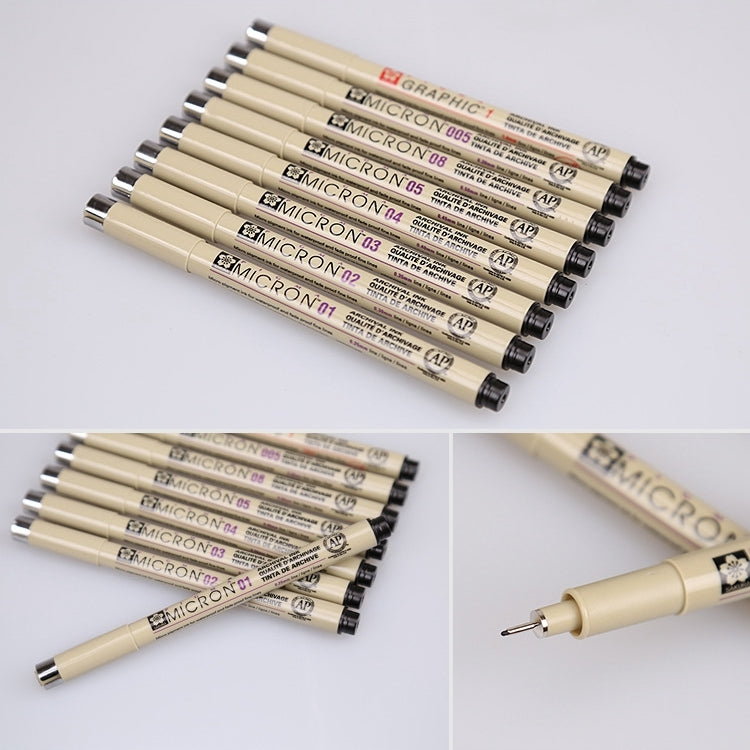 2 cây bút vẽ nét mực pigment lưu trữ, đầu bút manga Micron, 0.5mm, 0.25mm, 0.3mm, 0.35mm, 0.45mm