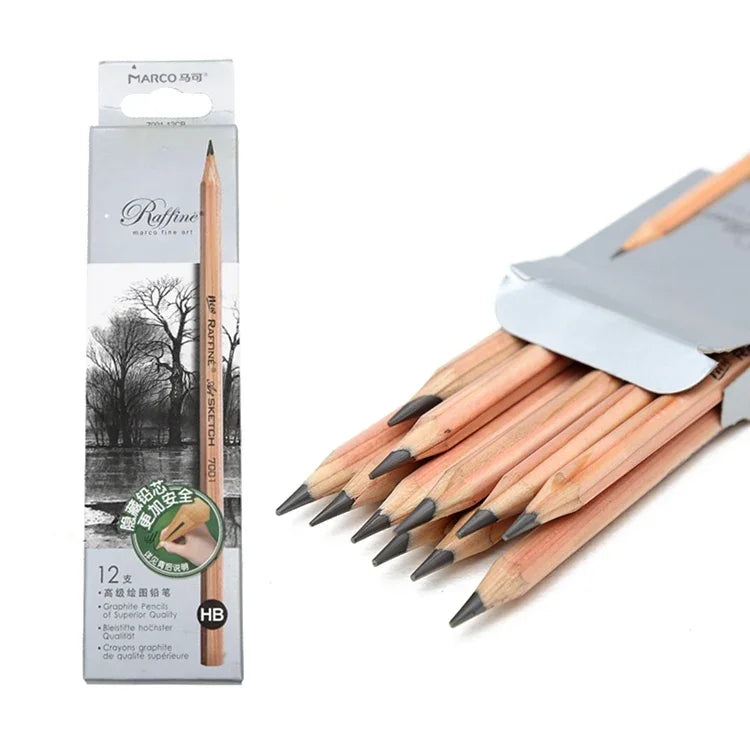 Bộ 12 bút chì gỗ vẽ, viết, phác thảo, đầu HB đã được chuốt sẵn