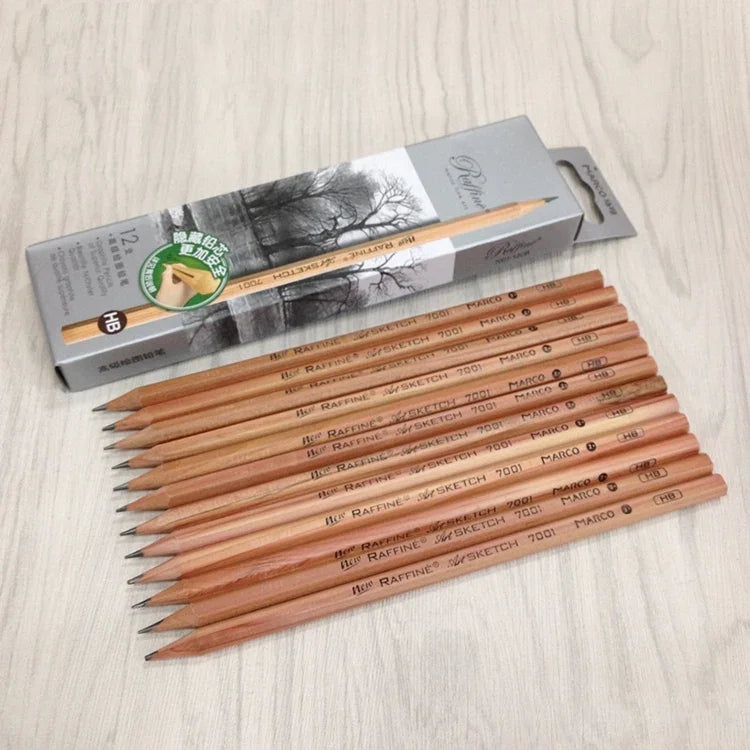 Bộ 12 bút chì gỗ vẽ, viết, phác thảo, đầu HB đã được chuốt sẵn