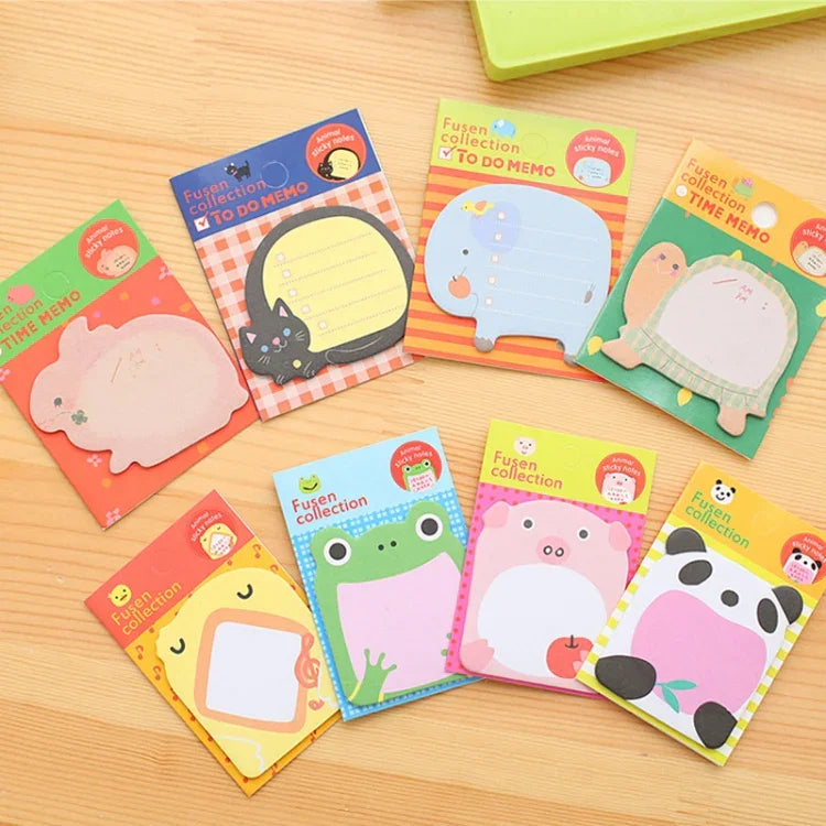 40 chiếc giấy nhớ tự dính hình động vật hoạt hình, giấy nhớ dán nhiều lần, đánh dấu sách, văn phòng phẩm trường học, giao kiểu ngẫu nhiên, giấy nhớ dán