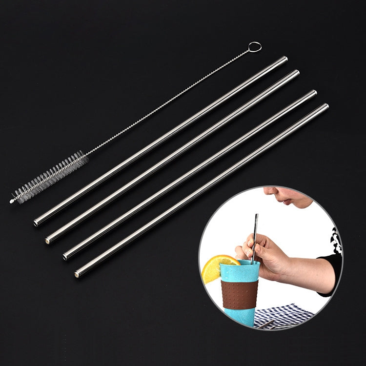 Bộ 4 Ống Hút Uống Bằng Thép Không Gỉ Tái Sử Dụng + 1 Cây Cọ Vệ Sinh, Thẳng