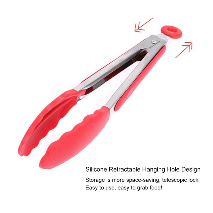 Kẹp nướng thực phẩm chống trượt silicone 9 inch, dụng cụ nhà bếp, màu đỏ 9 inch