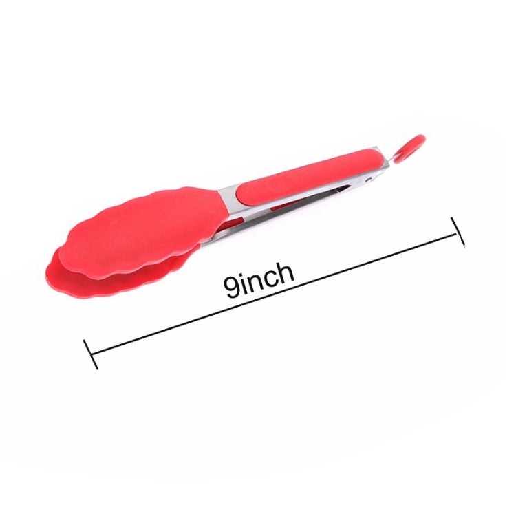 Kẹp nướng thực phẩm chống trượt silicone 9 inch, dụng cụ nhà bếp, màu đỏ 9 inch
