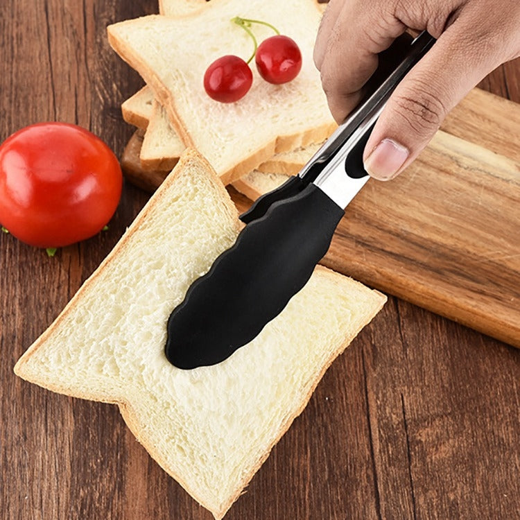 Kẹp thực phẩm chống trượt silicon 12 inch, kẹp bánh mì nướng BBQ, dụng cụ nhà bếp, màu đen 12 inch, màu đỏ 12 inch