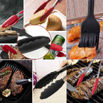Kẹp thực phẩm chống trượt silicon 12 inch, kẹp bánh mì nướng BBQ, dụng cụ nhà bếp, màu đen 12 inch, màu đỏ 12 inch