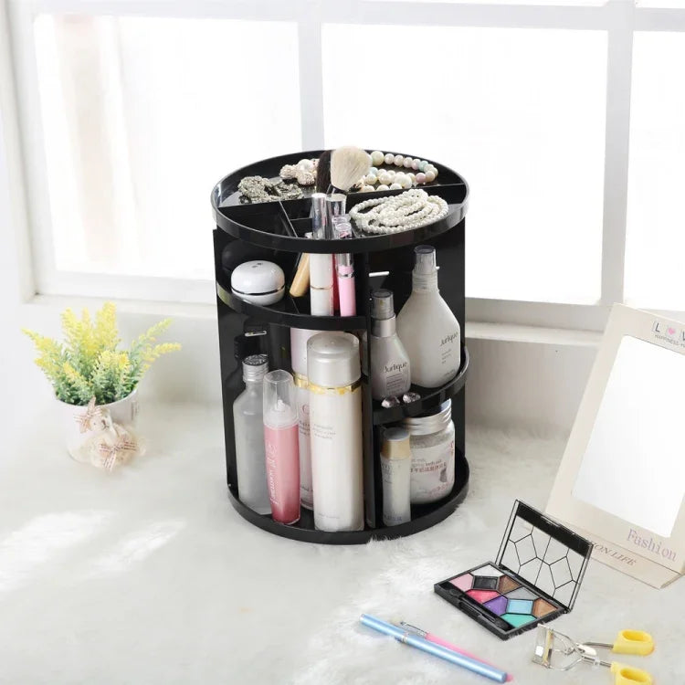 Hộp đựng mỹ phẩm xoay 360 độ đa chức năng, hộp lưu trữ thân thiện môi trường, kích thước: 23 x 31cm