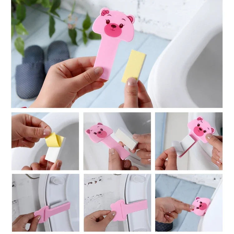 10 cái thiết bị nắp bồn cầu hoạt hình dễ thương tiện lợi, giao ngẫu nhiên kiểu dáng, thiết bị nắp bồn cầu hoạt hình dễ thương