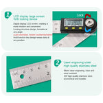 Thước đo góc kỹ thuật số, thước đo góc Protractor Goniometer, phạm vi đo: 500mm, thước 500mm