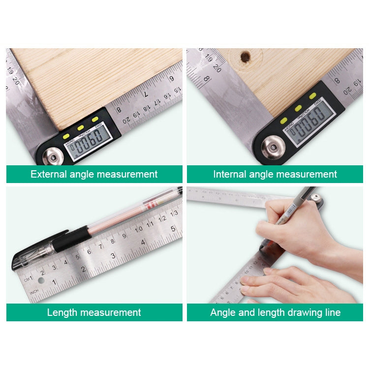 Thước đo góc kỹ thuật số, thước đo góc Protractor Goniometer, phạm vi đo: 500mm, thước 500mm