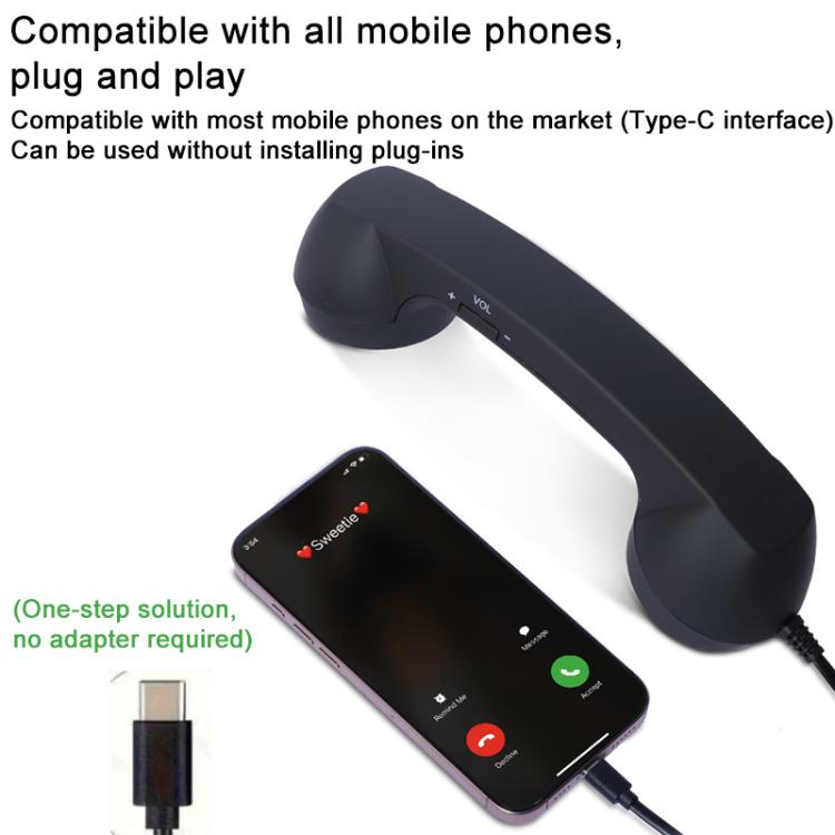 Microphone cắm Type-C kiểu điện thoại cổ điển chống bức xạ, Type-C