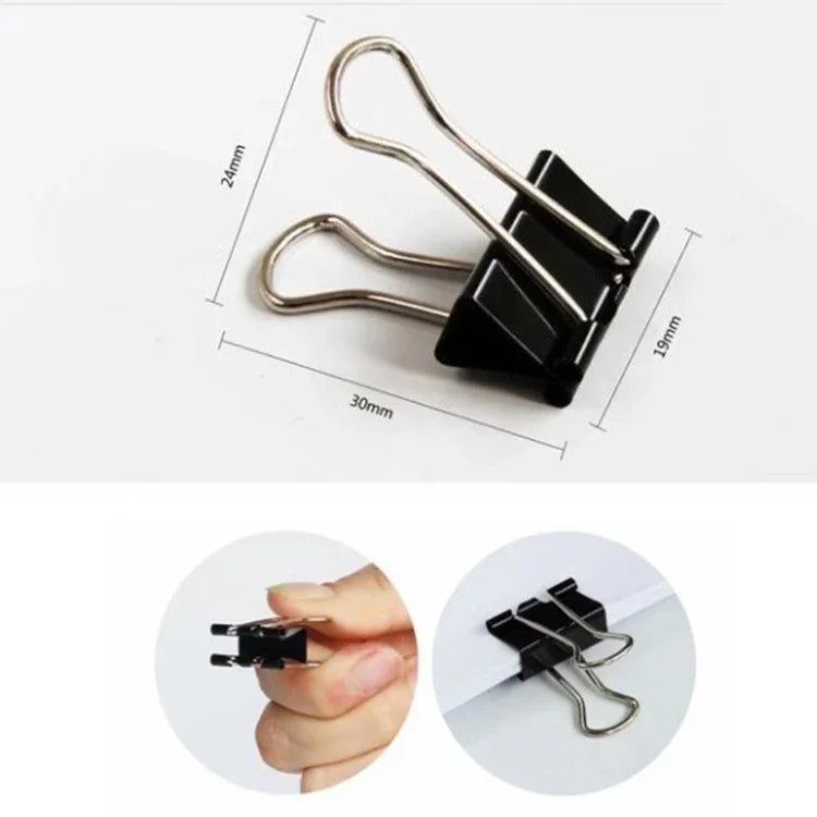 100 kẹp giấy kim loại đen 19mm, kẹp giấy văn phòng, 100 cái / 19mm