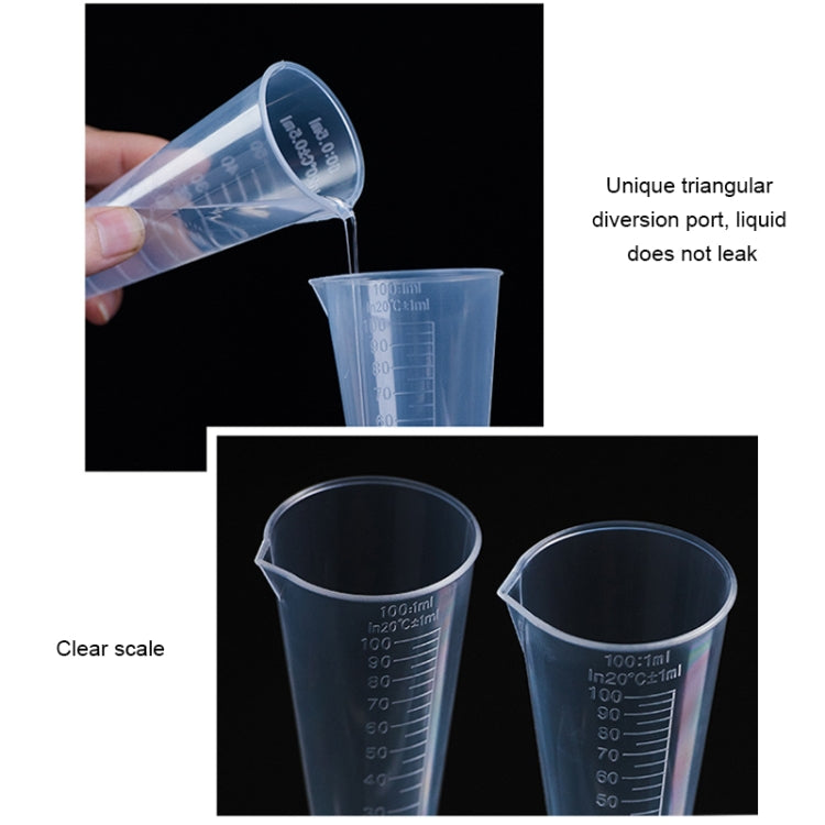 10 cái bình nhựa PP 100ml đạt chuẩn thực phẩm, cốc đo hình nón kỹ thuật số, thước đo hình trụ, dụng cụ phòng thí nghiệm, 100ml