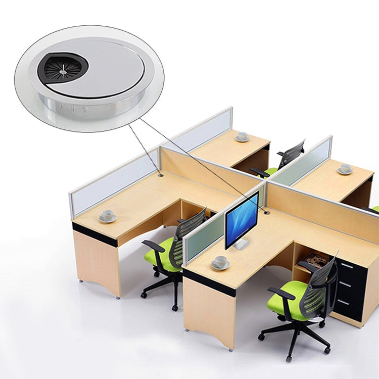 2 miếng nắp lỗ hộp ren tròn hợp kim kẽm cho bàn máy tính, đường kính lỗ: 50mm (vàng sáng), 50mm
