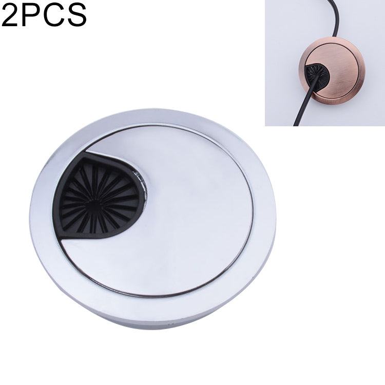2 miếng nắp lỗ hộp ren tròn hợp kim kẽm cho bàn máy tính, đường kính lỗ: 53mm (vàng sáng), 53mm