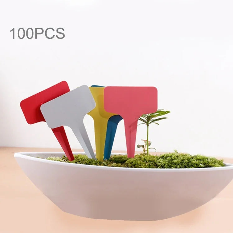 100 nhãn dán hoa, nhãn làm vườn loại T, nhãn cắm chậu, giao màu ngẫu nhiên, nhãn cây 4